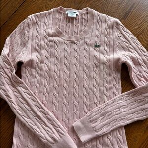 Lacoste Women's Soft Pink Cable Knit Sweater